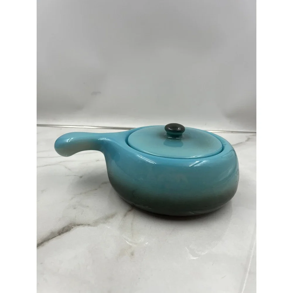 Vintage Hull USA Pottery Blue Ombre Oven Proof Casserole Dish with Lid 28-8
